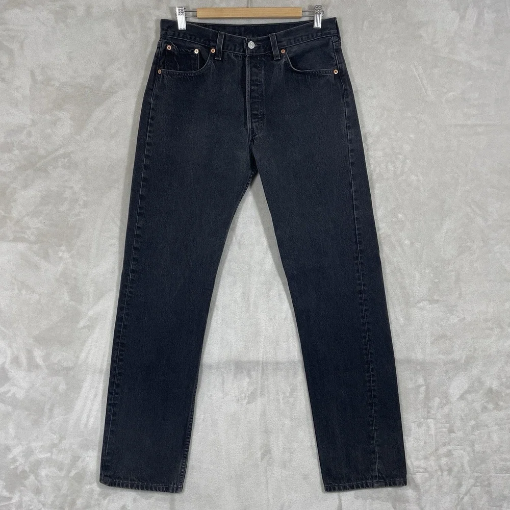 Vintage 90s Levis 501-0660 Jeans Mens 33x34 (fit 32x33) Made in USA Black EXCLNT